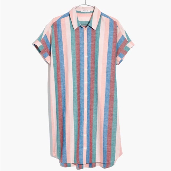 Madewell Linen Blend Central Shirtdress in Flagstaff Stripe - Picture 2 of 12